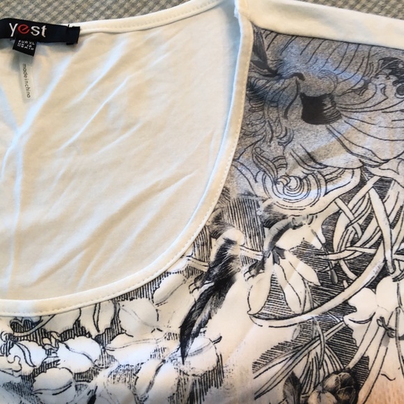 YEST BUUR XL TOP SEQUINNED FRONT PANEL FLORAL ORANGE-WINE ON CREAM & BLACK #359 - Picture 12 of 13